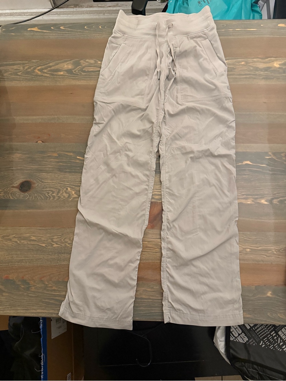lululemon athletica light beige/cream wide leg pants